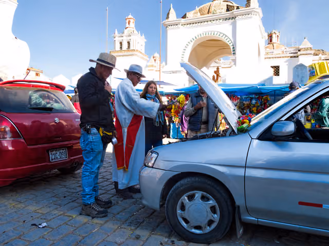 Blessing of vehicles in Copacabana (Bolivia)