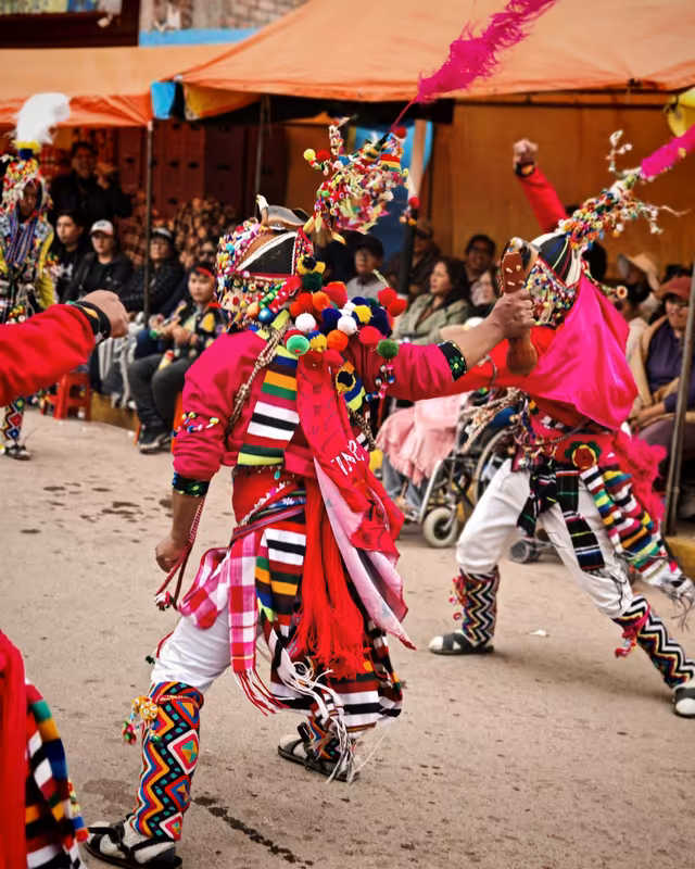 The tinku dance, warrior characters