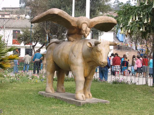Statue in the central plaza of Andahuaylas (Peru)