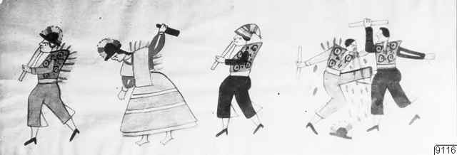 Kenachu: detalle de una pintura aymara con danzantes (1931)