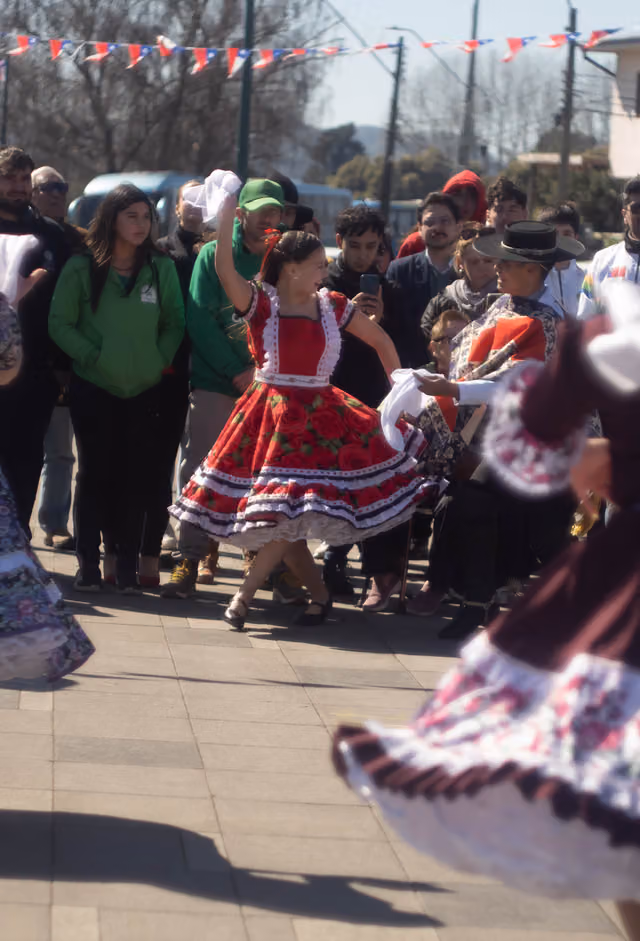 Cueca dancers on the Valdivia waterfront (2025)