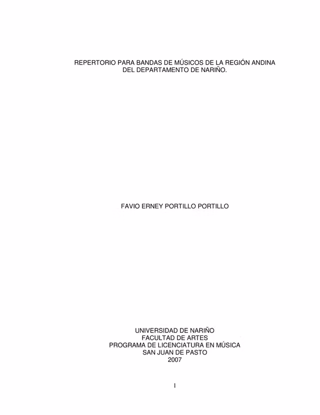 Band repertoire for musicians of the Andean region of Nariño — Page 1