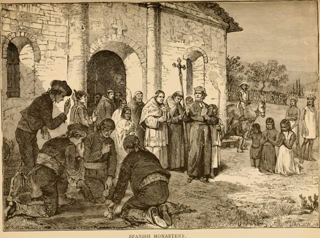 Religious procession in Peru (illustration from «Three Vassar Girls in South America»)