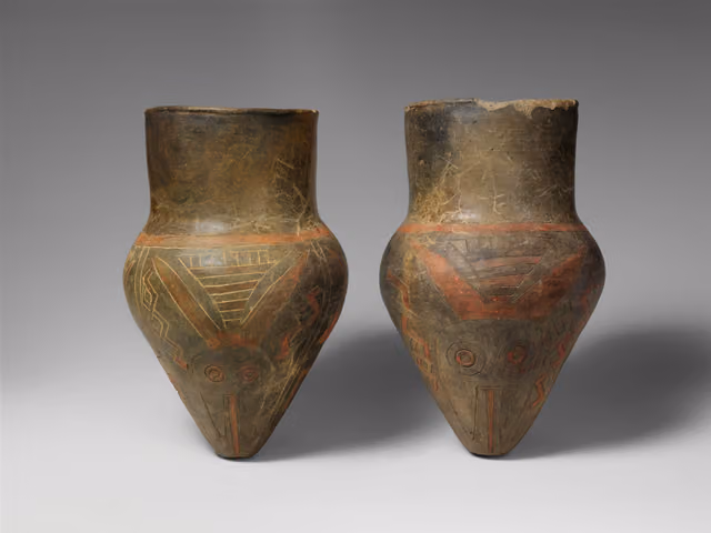 Tambor de cerámica, Paracas (MET DP235640, c. 300–200 a. C.)