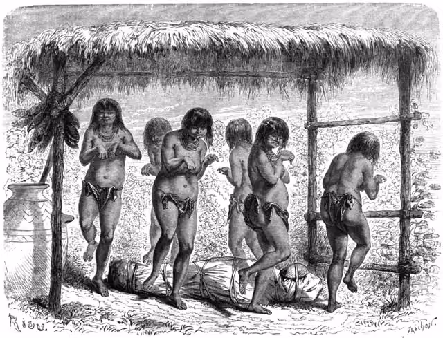 Funeral ceremony of the Chirinqui (engraving, 1864)