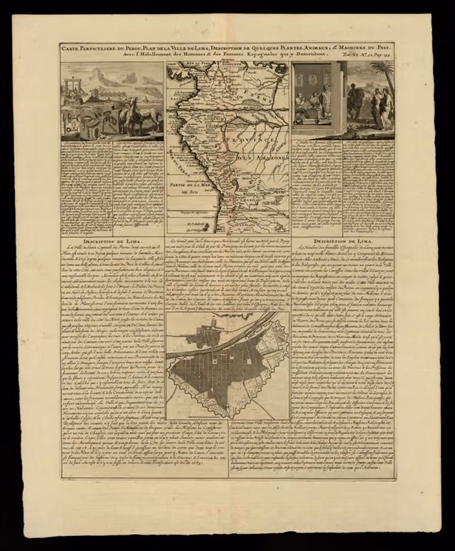 Carte particulière du Pérou, plan of Lima and customs
