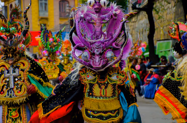 Purple-headed devil of the diablada