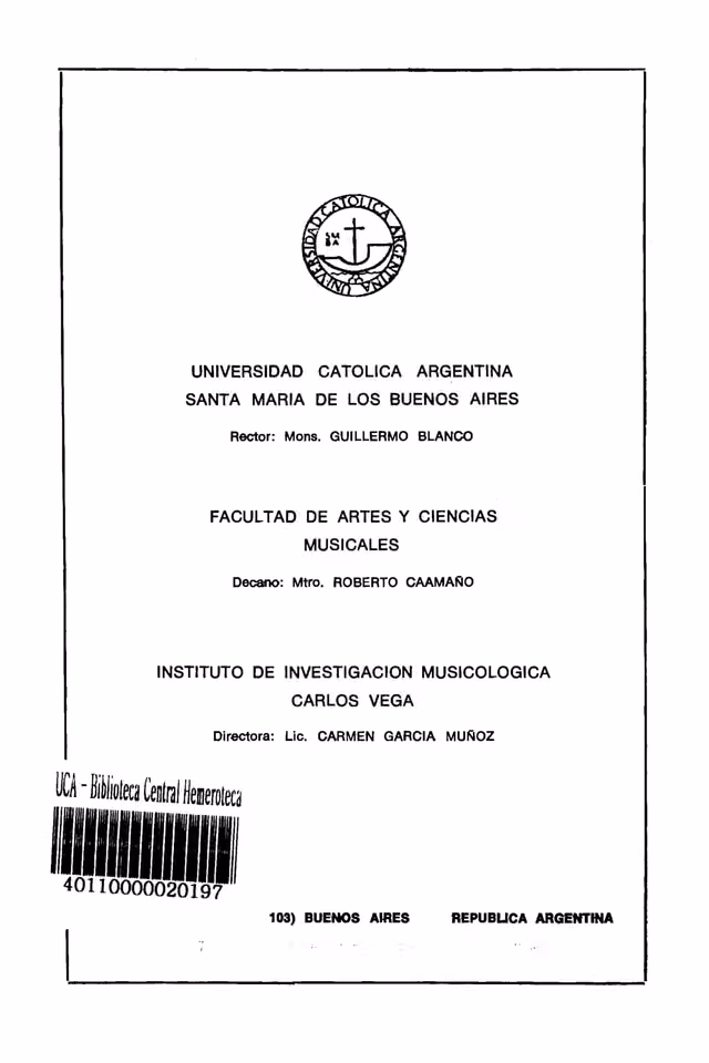 Carlos Vega journal, No. 9 (1988)