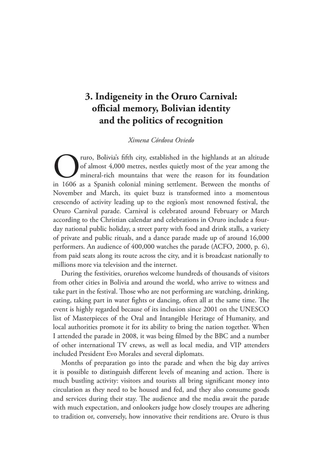Indigeneity in the Oruro Carnival: official memory, Bolivian identity and the politics of recognition