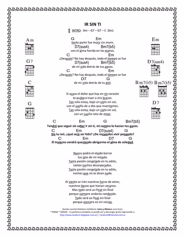IR SIN TI: zamba lyrics