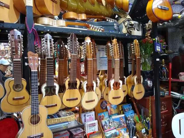Charangos for sale at a tourist market in Lima