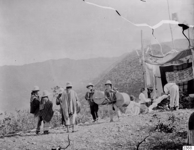 Dance group with panpipes, Quechua people (1905)