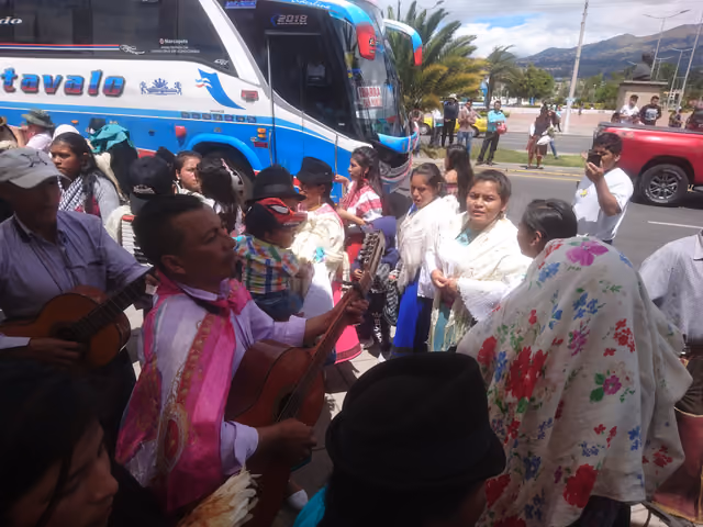 Indigenous dancers of the Inti Raymi in Ibarra
