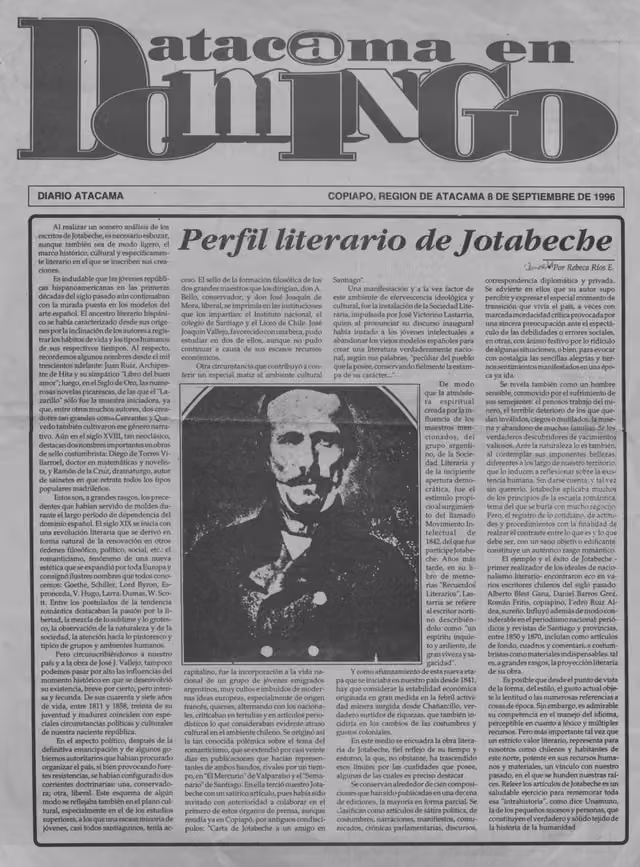 Literary profile of Jotabeche (Atacama)