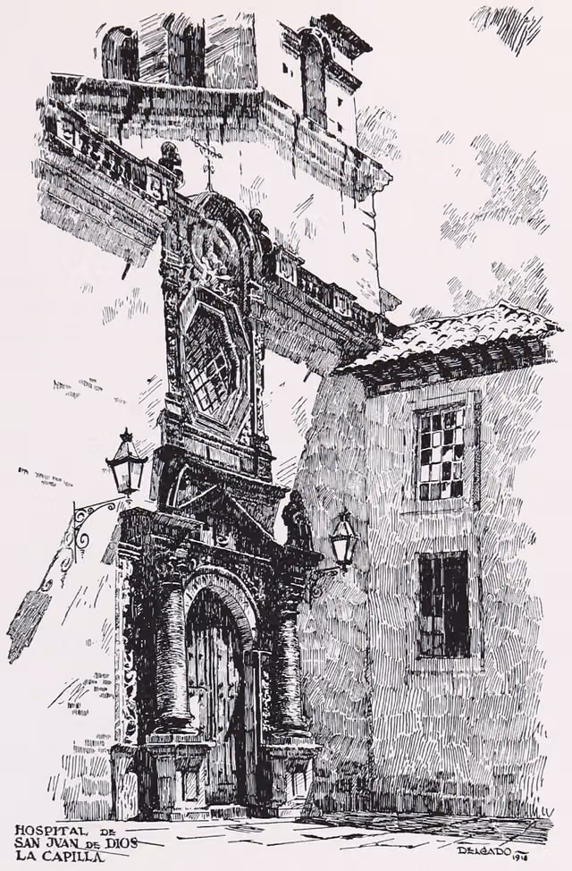 Capilla del Hospital de San Juan de Dios, Quito (dibujo de Nicolás Delgado)