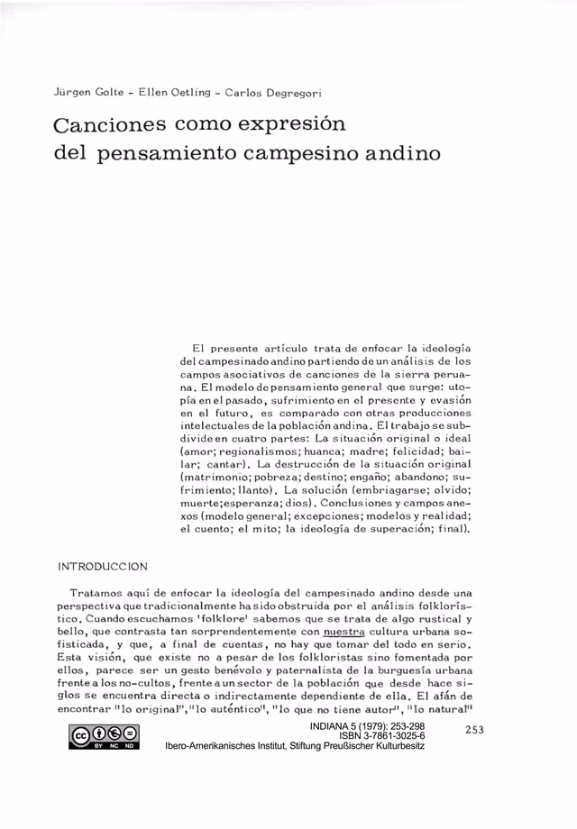 Songs as an expression of Andean peasant thought