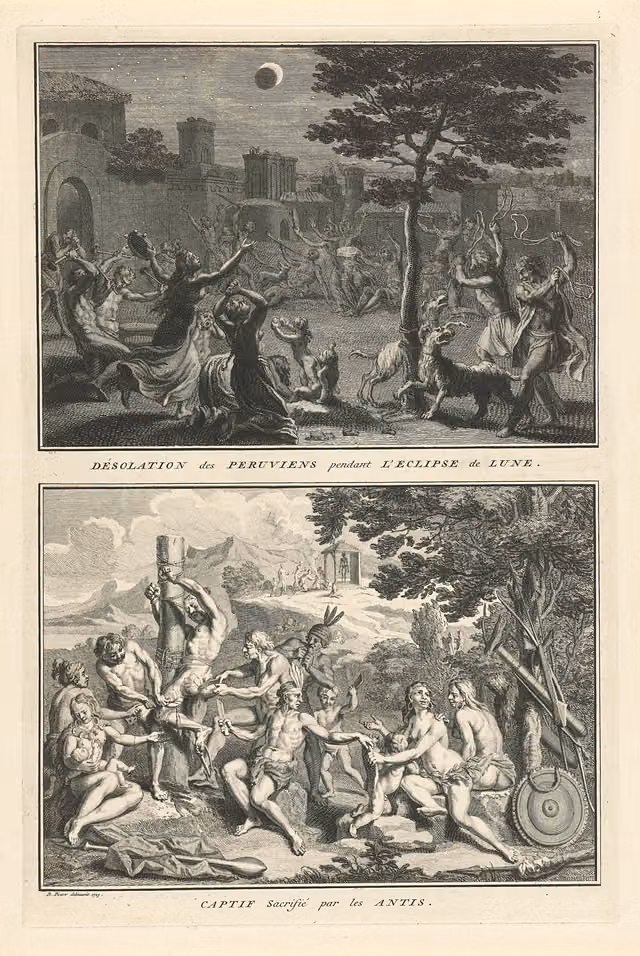 Ceremonias religiosas de los incas (grabado, 1723)