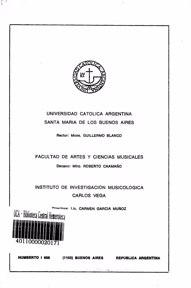 Carlos Vega journal, No. 8 (1987)