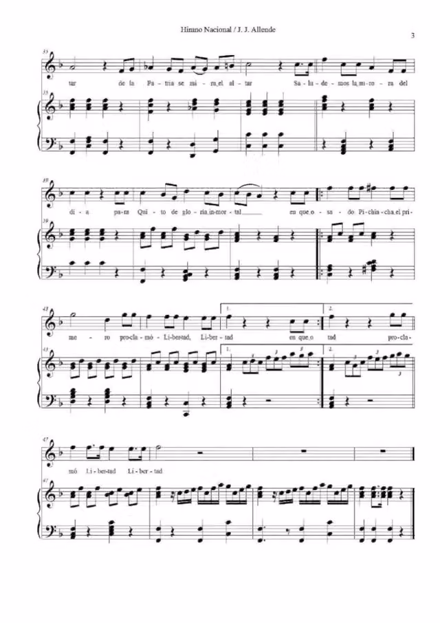 Ecuadorian National Anthem (Juan José Allende proposal, 1866) — Page 3