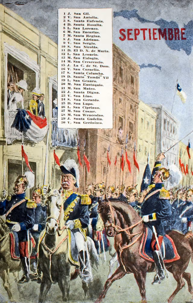 Calendario de septiembre 1910 (Fiestas Patrias)