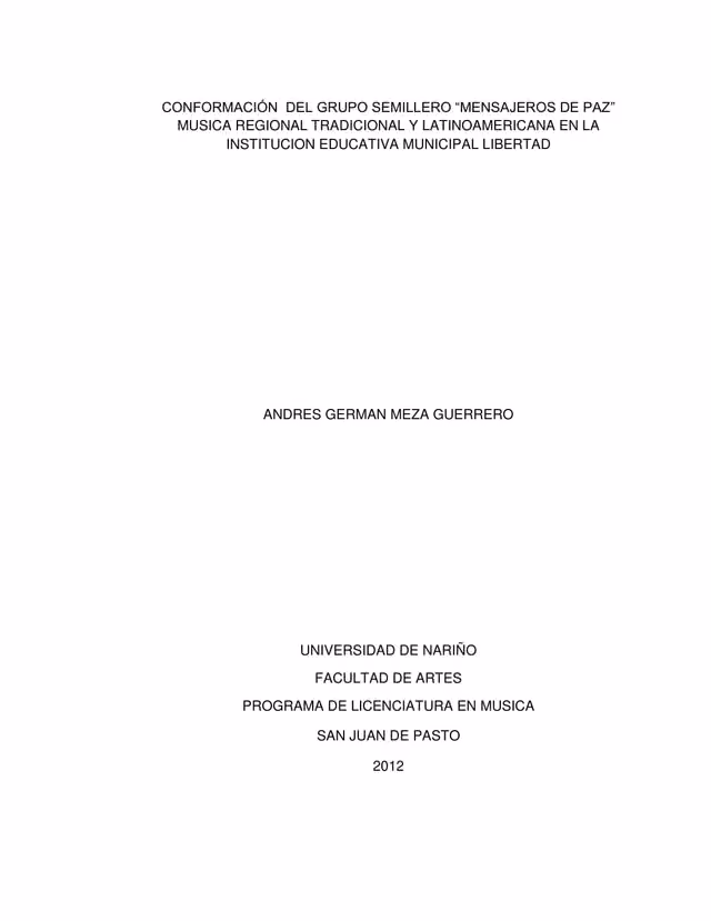 Mensajeros de paz youth group: traditional regional and Latin American music (2012)