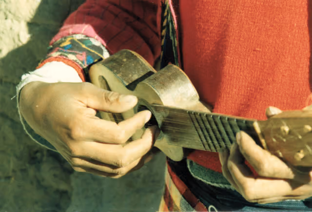 Musician playing charango in the Qaqachaka marka
