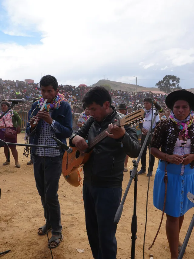Charanguista playing a carnival charango at the Gran Pukara of Tarabuco