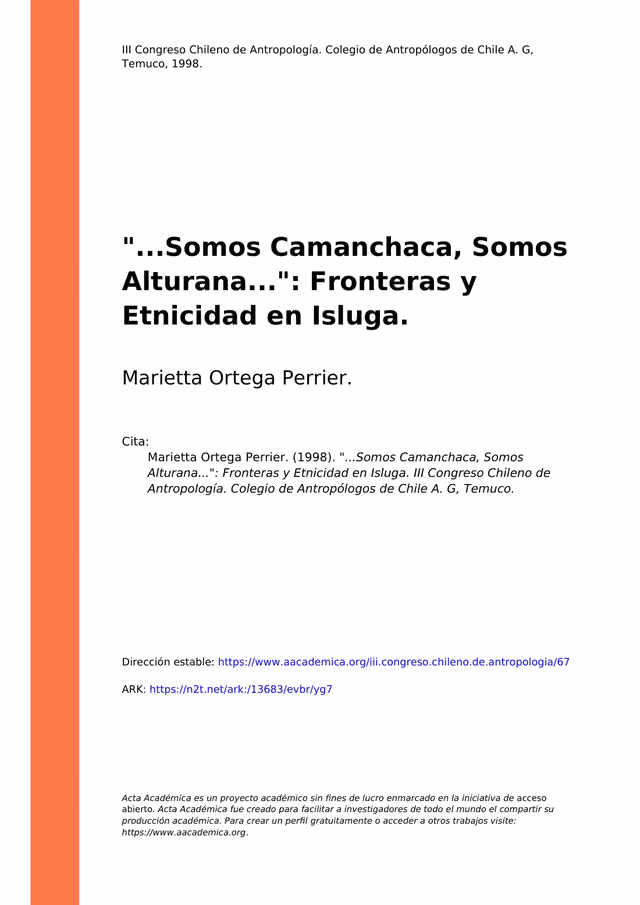 «...Somos Camanchaca, Somos Alturana»: borders and ethnicity in Isluga
