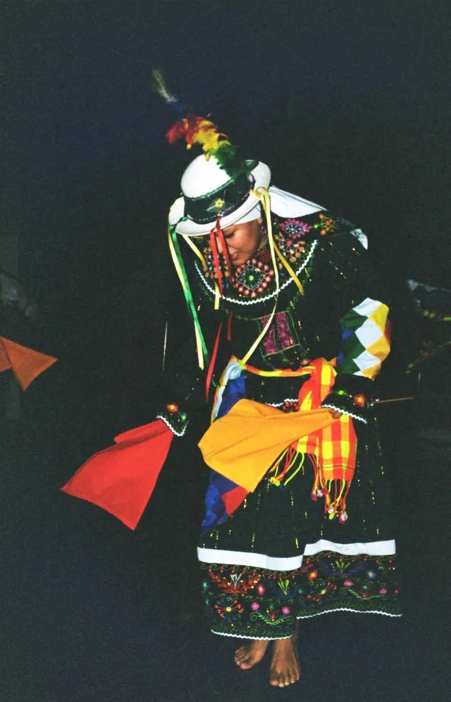 Woman dancing tinku, Bolivia
