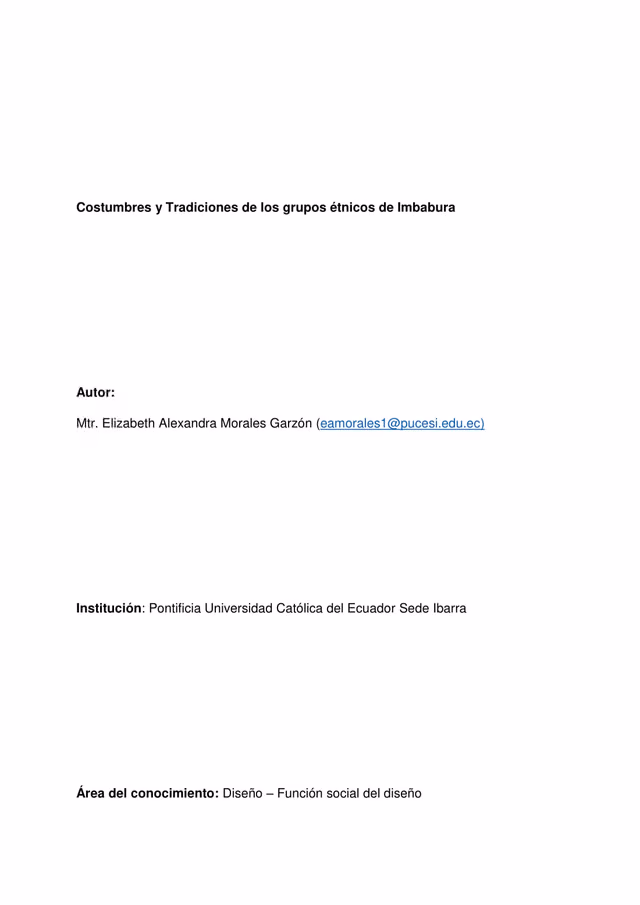 Customs and traditions of the ethnic groups of Imbabura