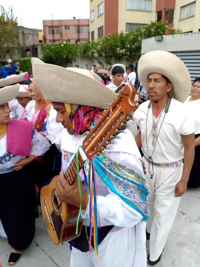 Indigenous musicians at the Inti Raymi festival in Quito, Ecuador