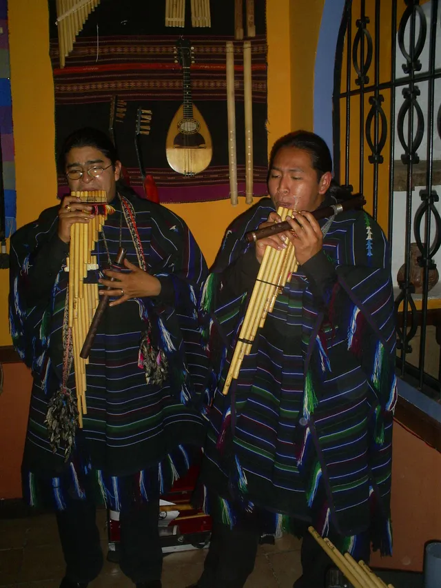 Siku playing by Indigenous musicians in Bolivia