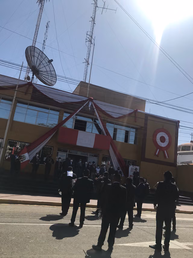 Music band in front of the municipal authorities