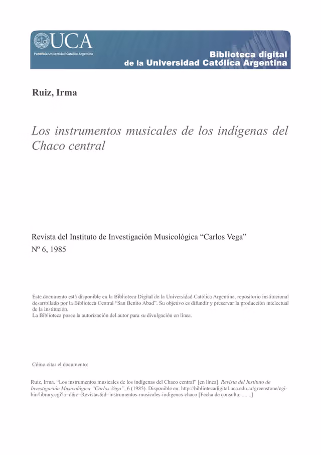 Los instrumentos musicales de los indígenas del Chaco central