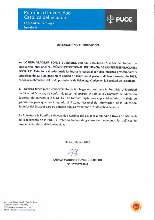 El músico profesional: representaciones sociales en Quito