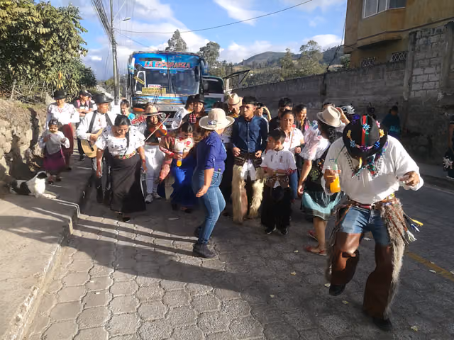 A troupe of dancers in Imbabura, Ecuador