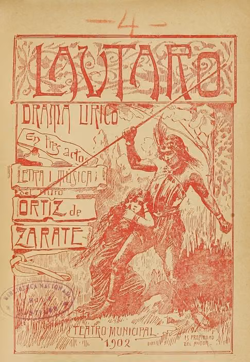 Portada del libreto de la ópera Lautaro (1902)