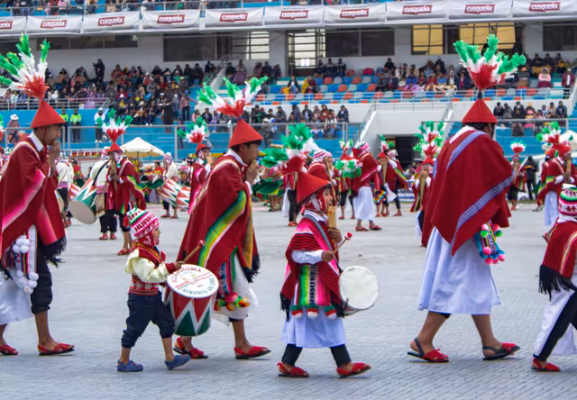 Musicians of the sikuri dance at the Virgin of Candelaria festival