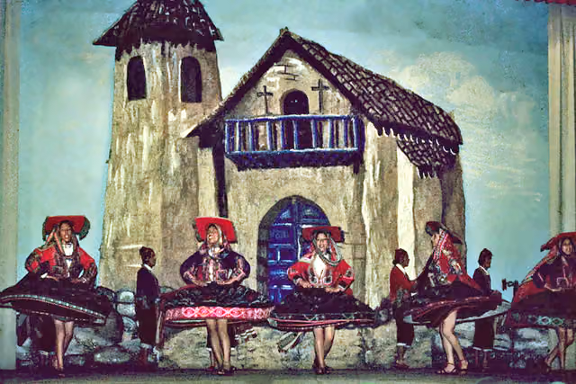 Folk group performing at the Qosqo Center of Native Art