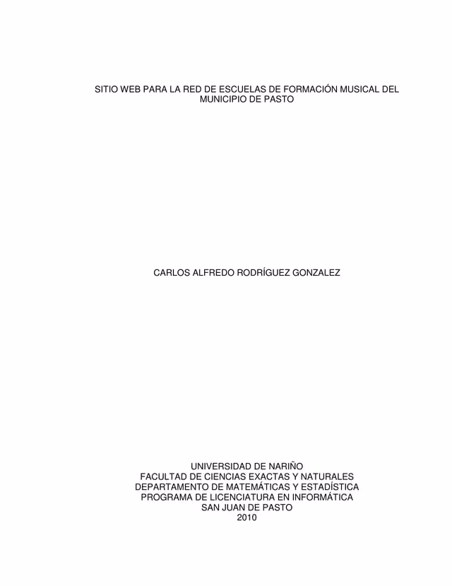 Sitio web para la Red de Escuelas de Formación Musical de Pasto