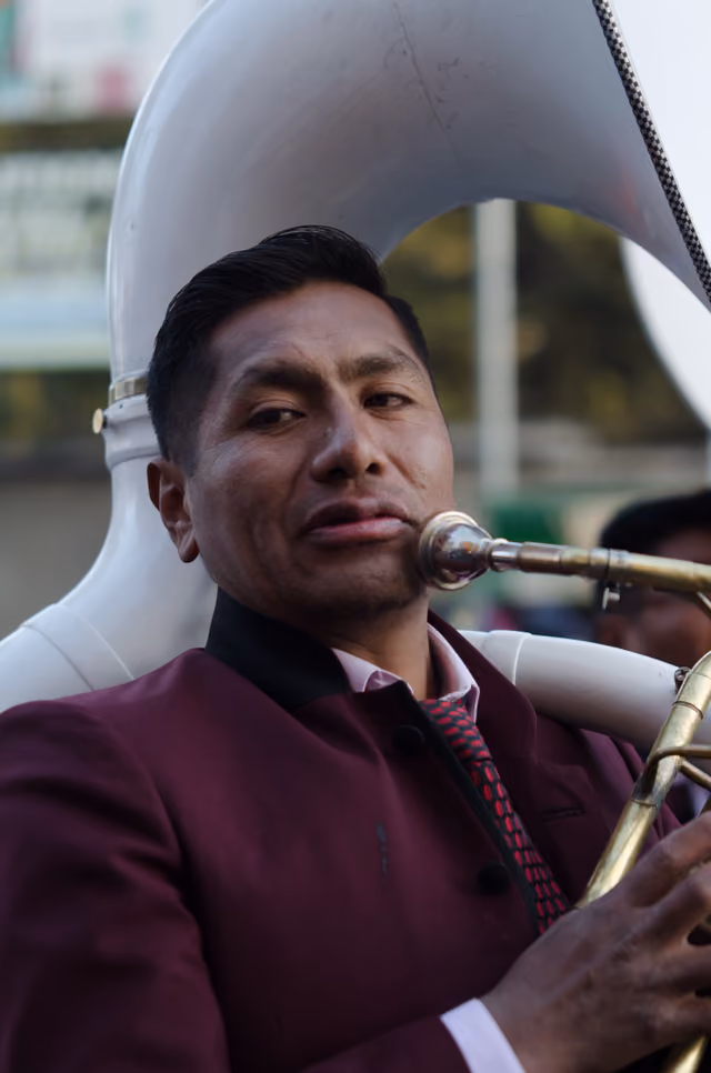 Musician playing the tuba