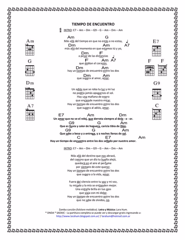 Tiempo de encuentro (letra) — Página 1