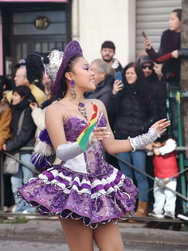 Bolivian caporales at the Chinese New Year parade, Madrid