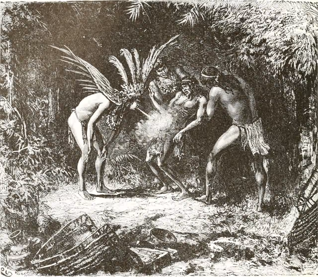 Quechuas: supersticiones (ilustración de Ridpath’s Universal History)