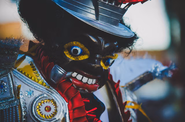 Morenada dancer in the street, Bolivian Carnival