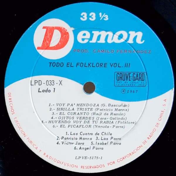 Cover of 'Todo El Folklore', vol. III, side 1 (Chile, 1960s)