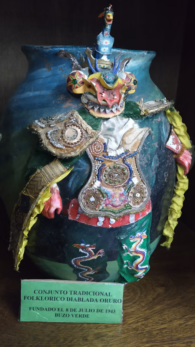 Miniature handicraft sculpture of the diablada of Oruro