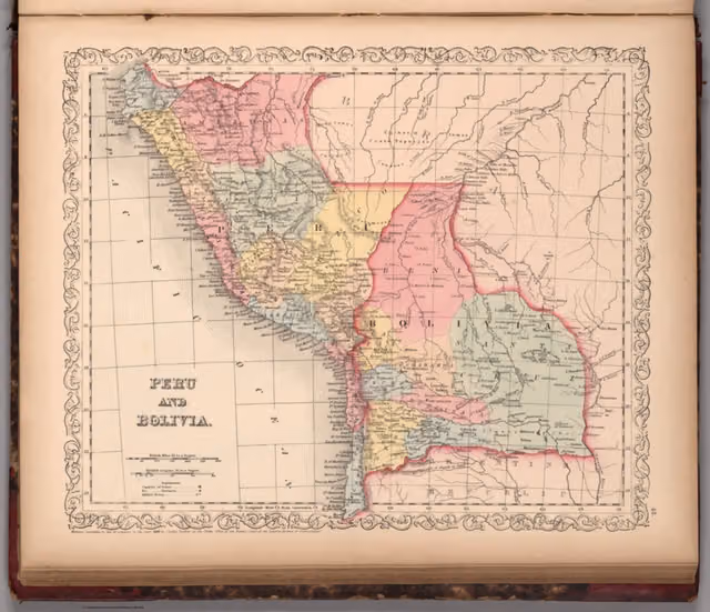 Peru and Bolivia: map from Mitchell's universal atlas (1859)
