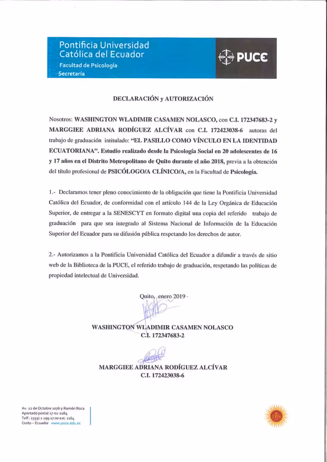 The pasillo as a link to Ecuadorian identity: a study with adolescents in Quito (2018)