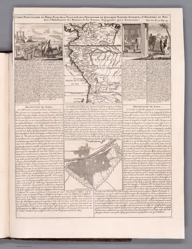 Map of Peru and plan of Lima (1719)